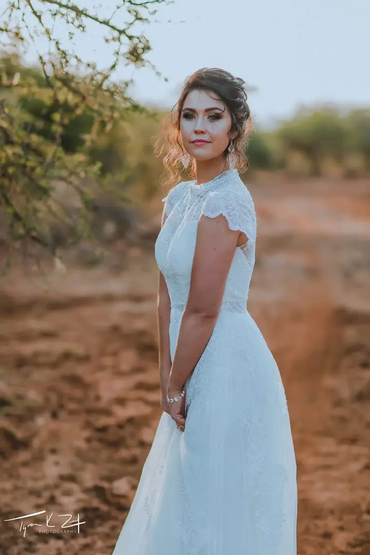 A bride in golden evening light