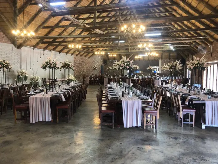 Long tables in the reception hall