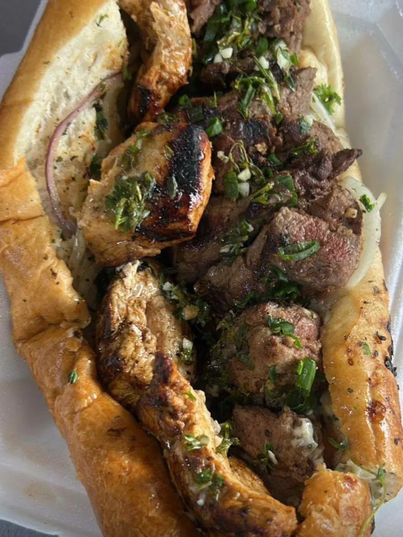 A fillet hero roll packed with grilled fillet steak, herbs and onion